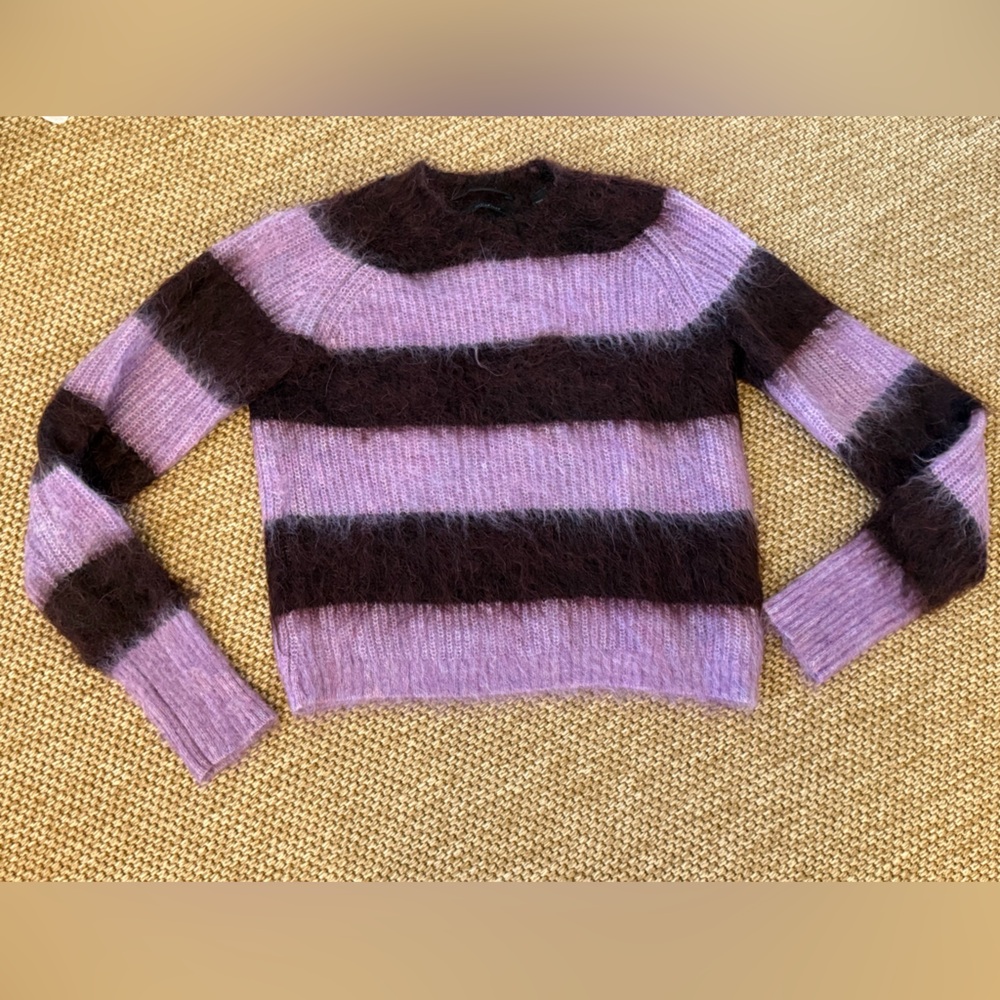 All Saints Purple and Black Striped Sweater